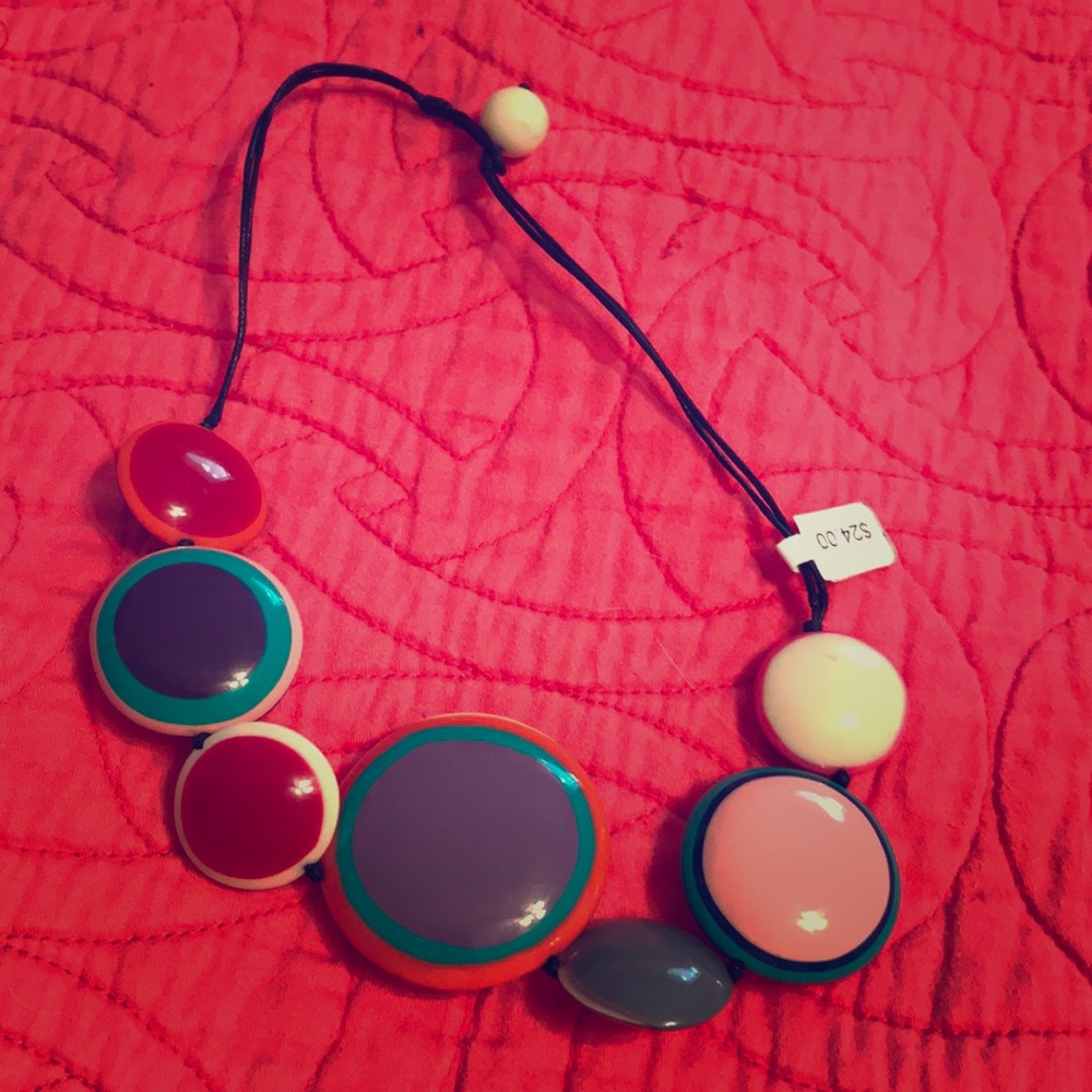 Multi color disk necklace